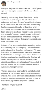 James Watt statement re allegations